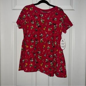 NWT Disneyland Park Christmas Mickey Minnie Asymmetrical Shirt Child Size L